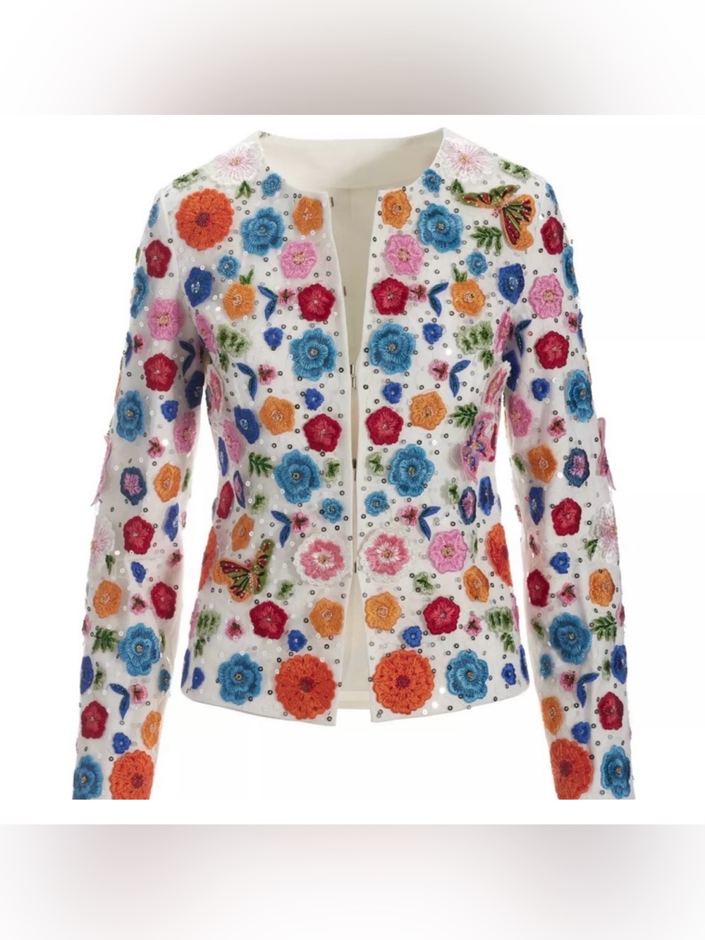 Boston Proper Women’s Embroidered Sequin Floral Butterfly Blazer Jacket Size 8 - Picture 16 of 16